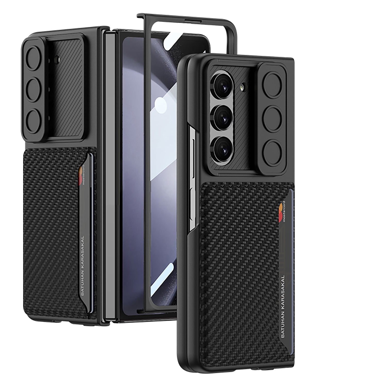 Pouzdro GKK Camera Slider PC pro Samsung Galaxy Z Fold5 5G Kryt na telefon s držákem na kartu z tvrzeného skla Pouzdro GKK Camera Slider PC pro Samsung Galaxy Z Fold5 5G Kryt na telefon s držákem na kartu z tvrzeného skla